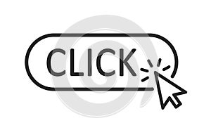 Click button with arrow pointer clicking. Click here web button. Isolated website arrow clicking cursor Ã¢â¬â vector