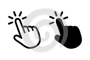 Click button with hand pointer clicking. Click here web button. Isolated website hand finger clicking cursor Ã¢â¬â vector photo