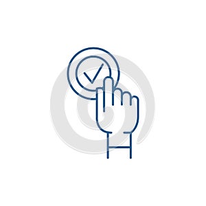 Click click box line icon concept. Click click box flat  vector symbol, sign, outline illustration.