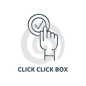 Click click box line icon, vector. Click click box outline sign, concept symbol, flat illustration