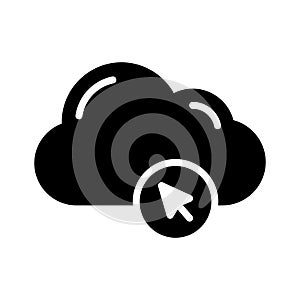 Click cloud glyph flat vector icon