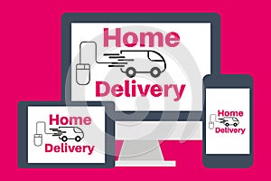 Click and Collect and home delivery internet shopping concept