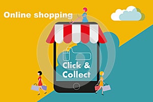 Click and Collect internet shopping concept