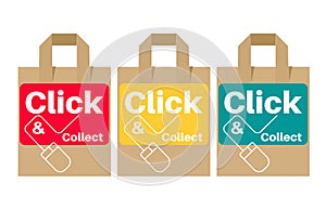 Click and collect internet shopping concept vector on a white background