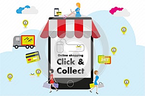 Click & Collect internet shopping consept