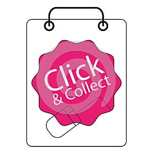 Click and Collect internet shopping consept with bag and mouse