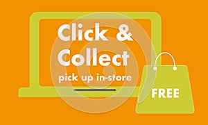 Click and collect online shopping concept vector