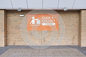 Click and collect sign online buying made easy at shop store mall superstore