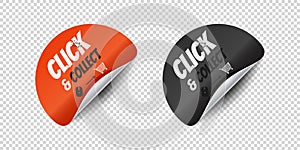 Click And Collect Sticker With Rounded Corner - Vector Illustrations Isolated On Transparent Background