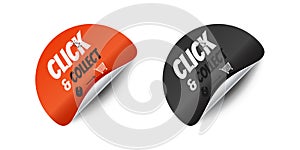 Click And Collect Sticker With Rounded Corner - Vector Illustrations Isolated On White Background