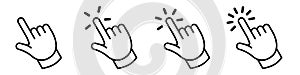 Click cursor hand icon. Computer mouse hand pointer arrow