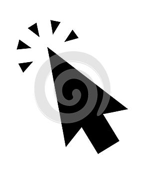 Click cursor set. Computer pointer hand and arrow icon. Press pick action element. Vector web interface elements.