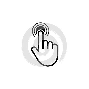 Click cursor set. Computer pointer hand and arrow icon. Press pick action element. Vector web interface elements.