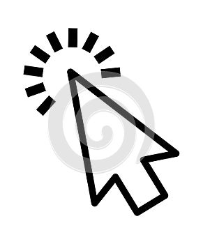 Click cursor set. Computer pointer hand and arrow icon. Press pick action element. Vector web interface elements.