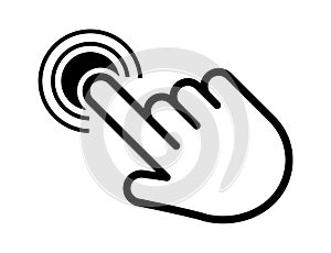 Click cursor set. Computer pointer hand and arrow icon. Press pick action element. Vector web interface elements.
