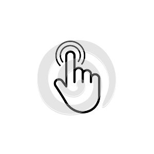 Click cursor set. Computer pointer hand and arrow icon. Press pick action element. Vector web interface elements.
