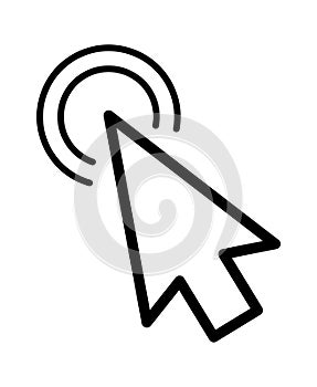 Click cursor set. Computer pointer hand and arrow icon. Press pick action element. Vector web interface elements.