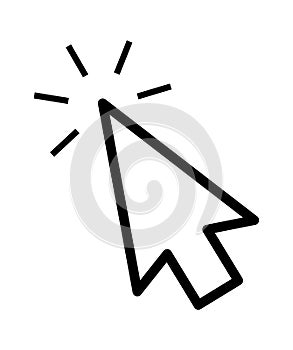 Click cursor set. Computer pointer hand and arrow icon. Press pick action element. Vector web interface elements.