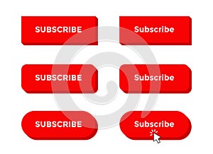 Click 3d subscribe button icon vector. Elements of channel subscriptions