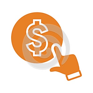 Click, dollar pay per icon. Orange version