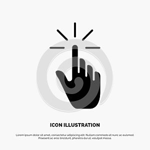 Click, Finger, Gesture, Gestures, Hand, Tap solid Glyph Icon vector