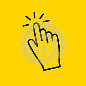 Click finger mouse line icon. Vector hand pointer cursor gesture sign