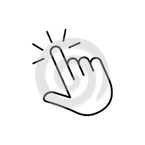 Click finger outline icon . Hand touching of cursor. Choose pointer symbol for website, app. Tap sign. Touch gesture icon on