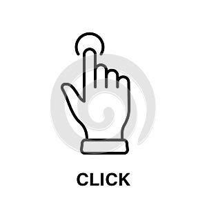 Click Gesture of Computer Mouse. Pointer Finger Black Line Icon. Cursor Hand Linear Pictogram. Press Double Tap Touch