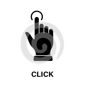 Click Gesture, Hand Cursor of Computer Mouse Black Silhouette Icon. Pointer Finger Glyph Pictogram. Swipe Double Press