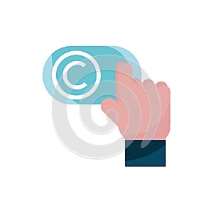 Click hand button property intellectual copyright icon