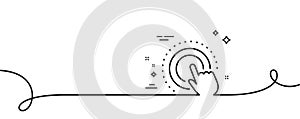 Click hand line icon. Touchscreen gesture sign. Push action. Continuous line with curl. Vector