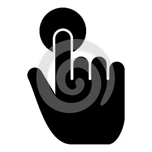 Click hand Touch of hand Finger click on screen surface icon black color vector illustration flat style image