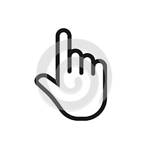 Click hand vector icon. Pointing finger sign. Cursor pointer symbol. Web and application interface image.