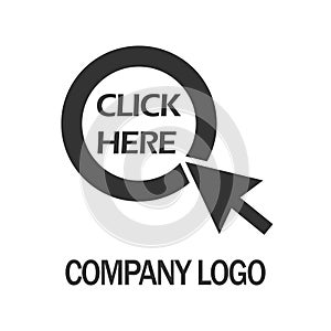 Click here with arrow company logo design template, Business illustration vector icon