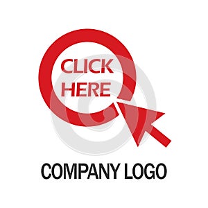 Click here with arrow company logo design template, Business illustration vector icon