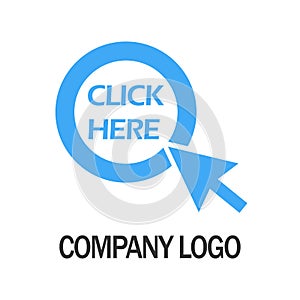 Click here with arrow company logo design template, Business illustration vector icon