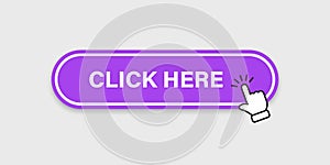 Click here banner icon in flat style. Ecommerce vector illustration on isolated background. Shopping sign business concept