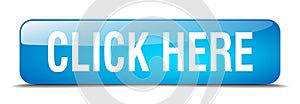 click here blue square isolated web button