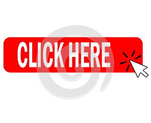 Click here button with arrow pointer clicking icon. click here button sign. flat style