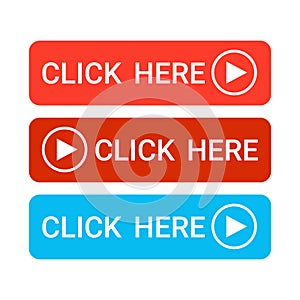 Click Here Button Colorful Web Icon Set