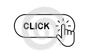 Click here button with hand icon