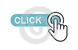 Click here button with hand icon