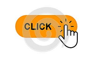 Click here button with hand icon