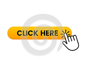 Click here the button with the hand icon. Linear icon for web sites. flat vector illustration isolated