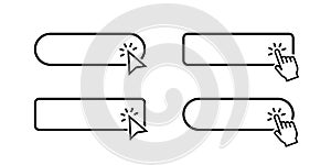 Click Here Button with hand or mouse cursor. Click here web button vector. Action button set