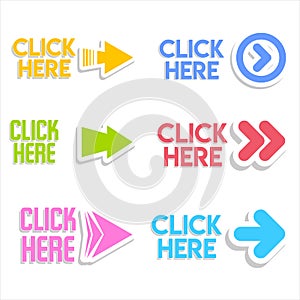Click here button with hand pointer clicking