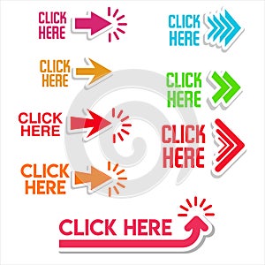 Click here button with hand pointer clicking