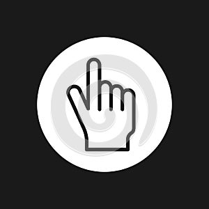 Click here the button hand vector icon line art. Simple modern design illustration