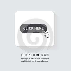 Click here button isolated on white background. Cursor Click. Vector illustration