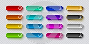 Click here button set, link mouse click, transparent background. Vector illustration
